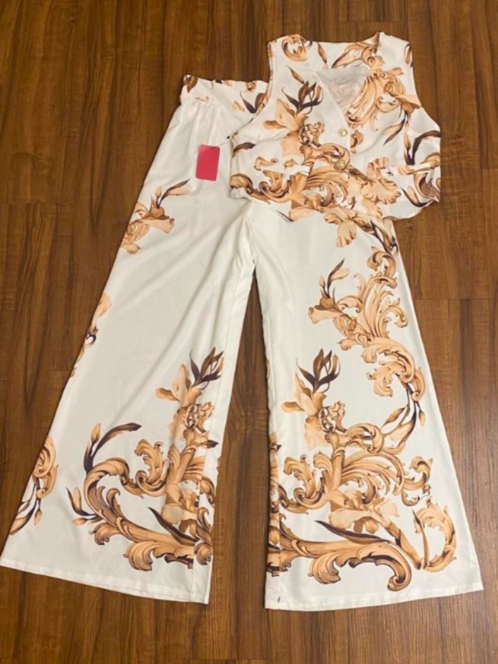 Ladies Scroll Print Two Piece Matching Set